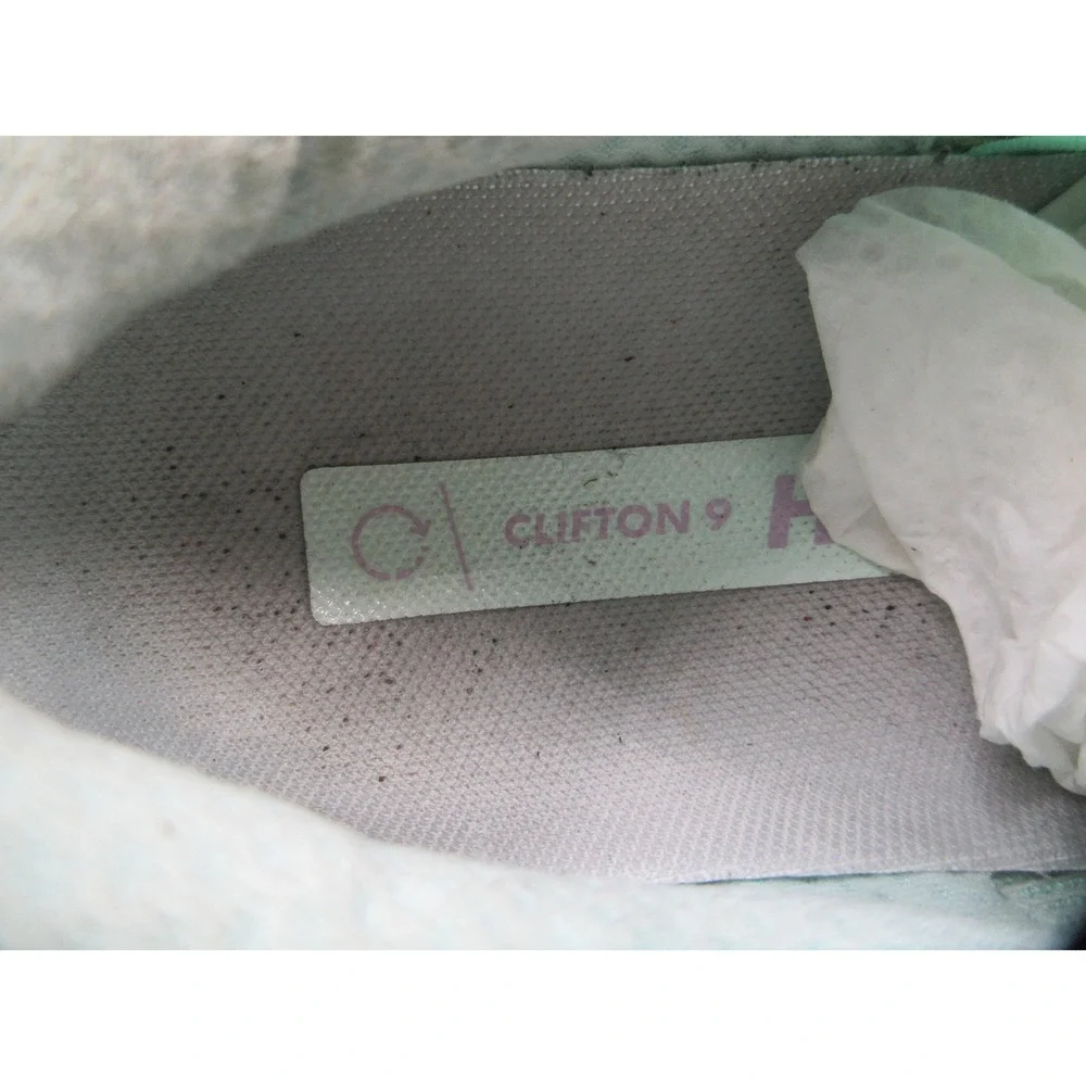 Hoka One‎ One Clifton 9 Running Shoes Womens Size 7.5 Mint Green Purple Sneakers
